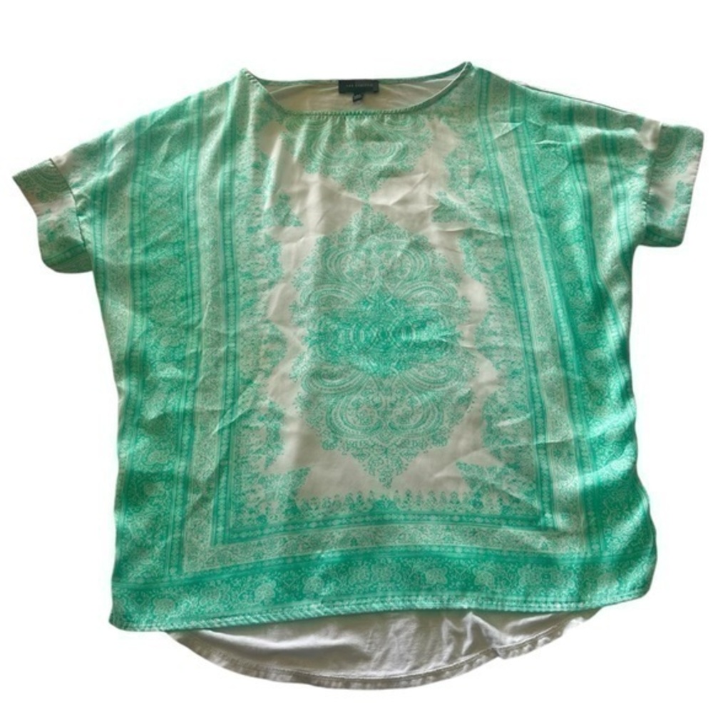 The Limited Shirt Sleeve Top - Womens Size Small - Mint Green and White